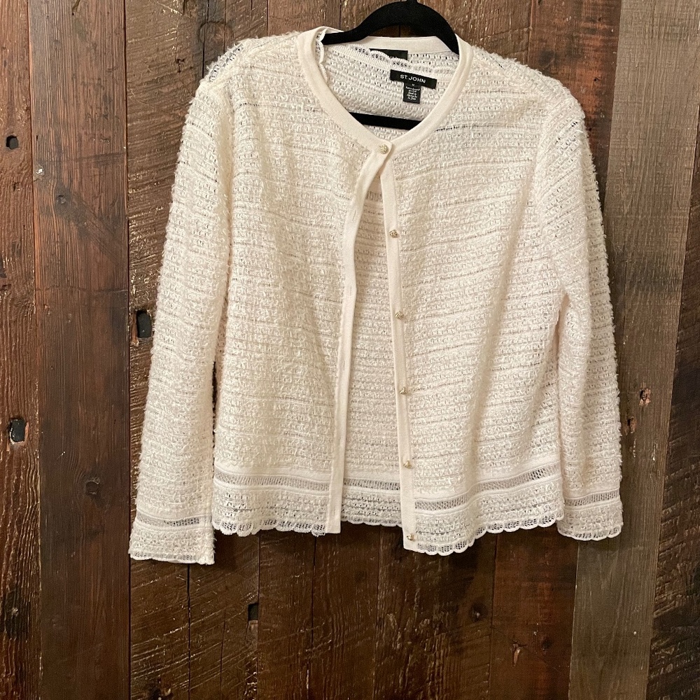 St John ivory knit twin set Size M
